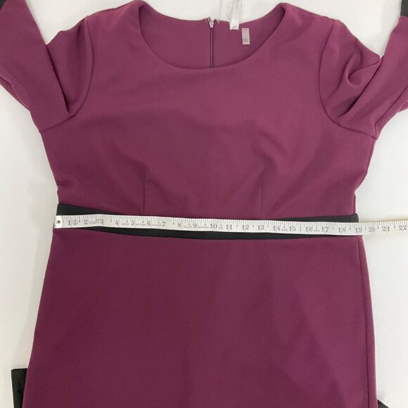 NY Collection Burgundy Colorblock Bell Sleeve Stretch Womens Large Sheath Dress - Picture 8 of 11
